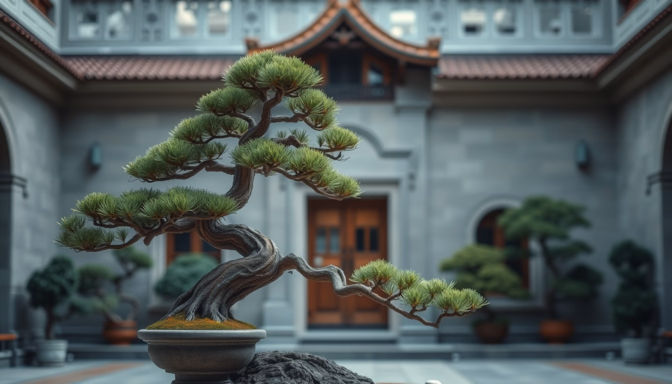 bonsai pine ancient in editorial style