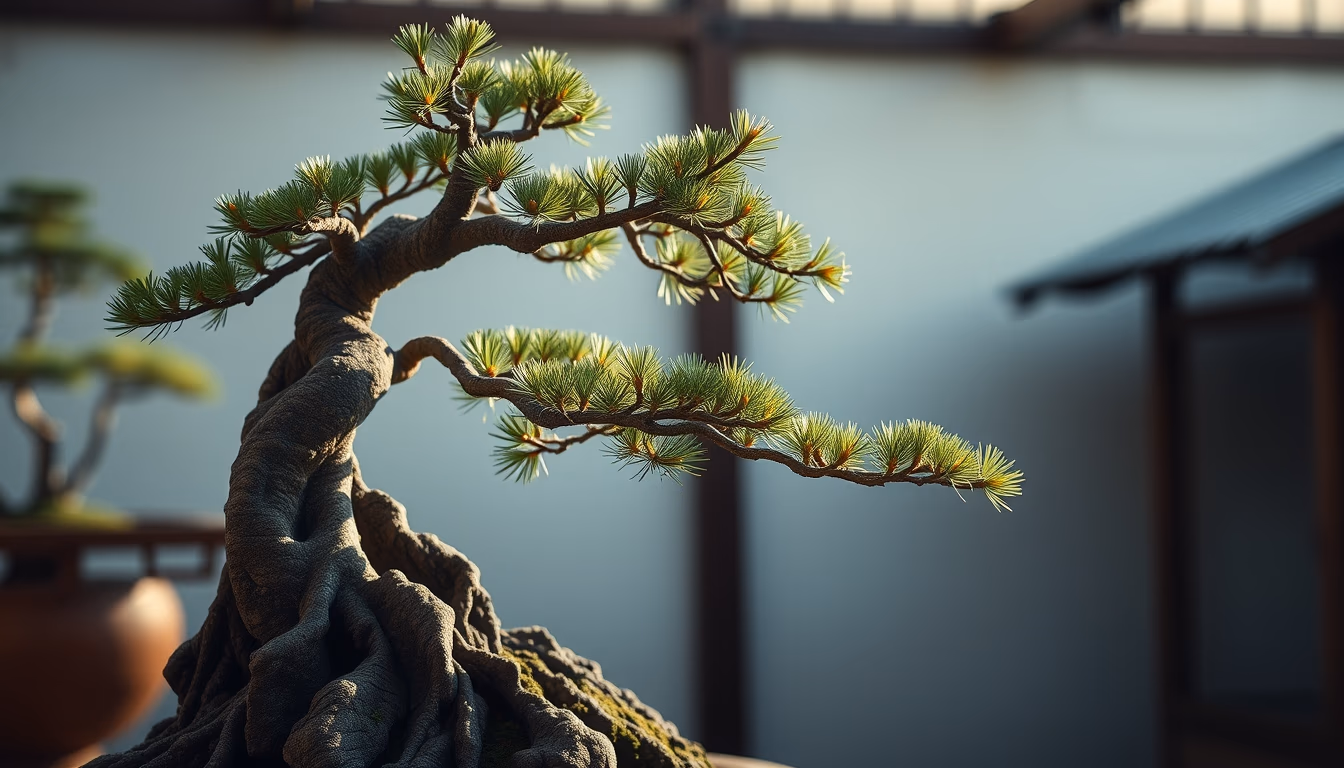 bonsai pine ancient in editorial style