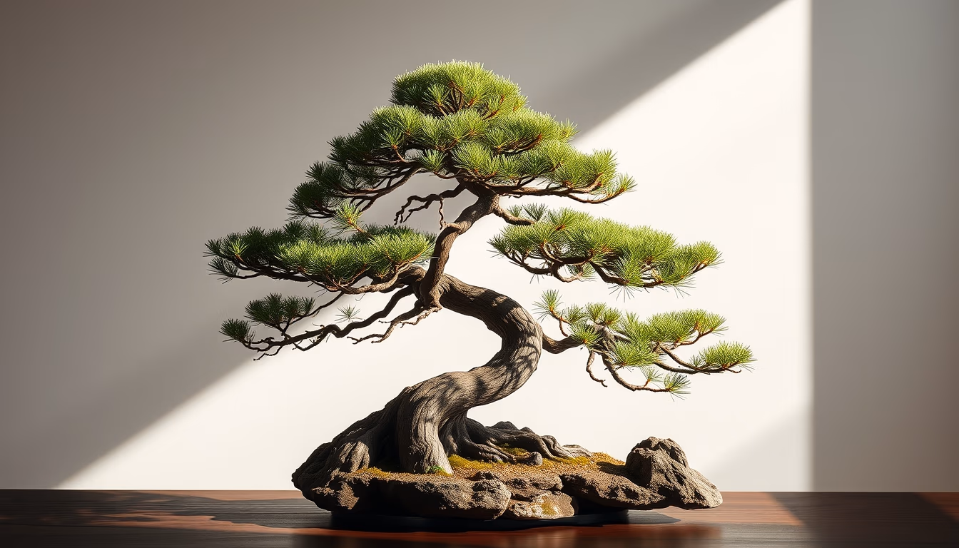 bonsai pine ancient in editorial style
