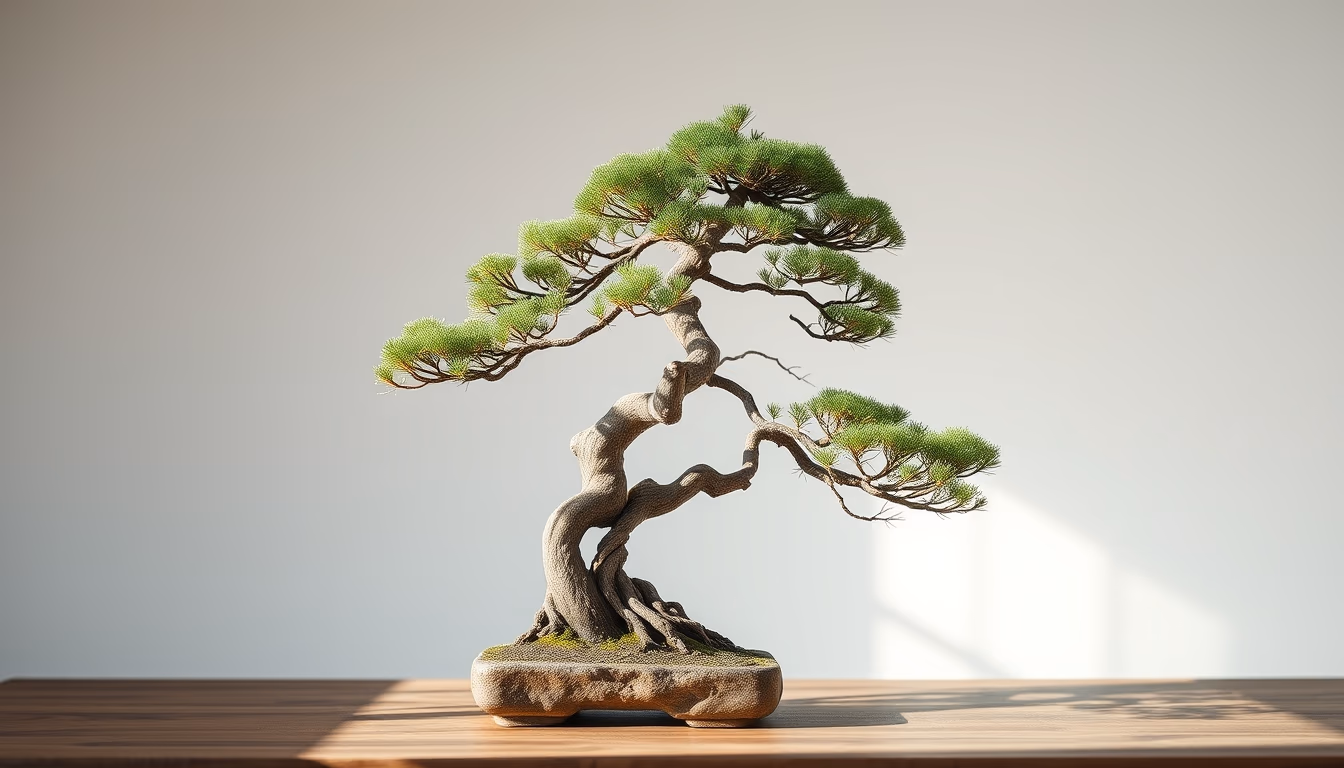 bonsai pine ancient in editorial style