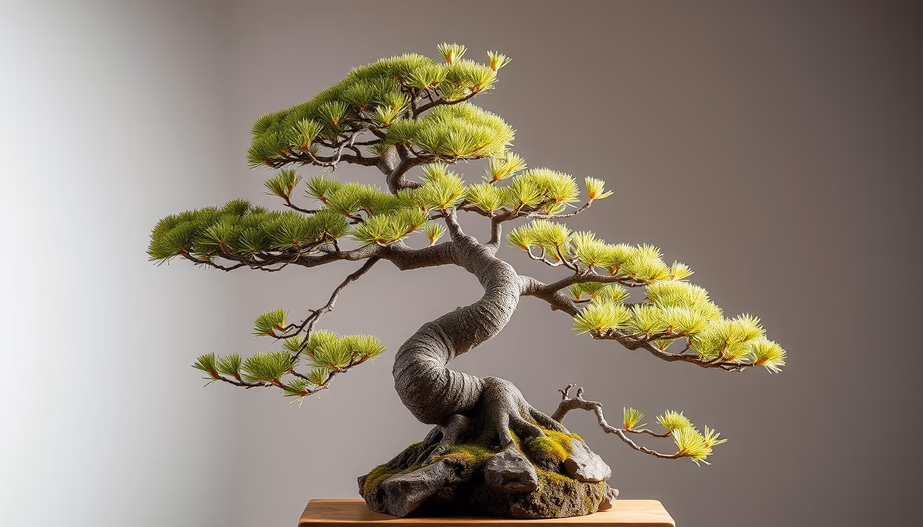 bonsai pine ancient in editorial style