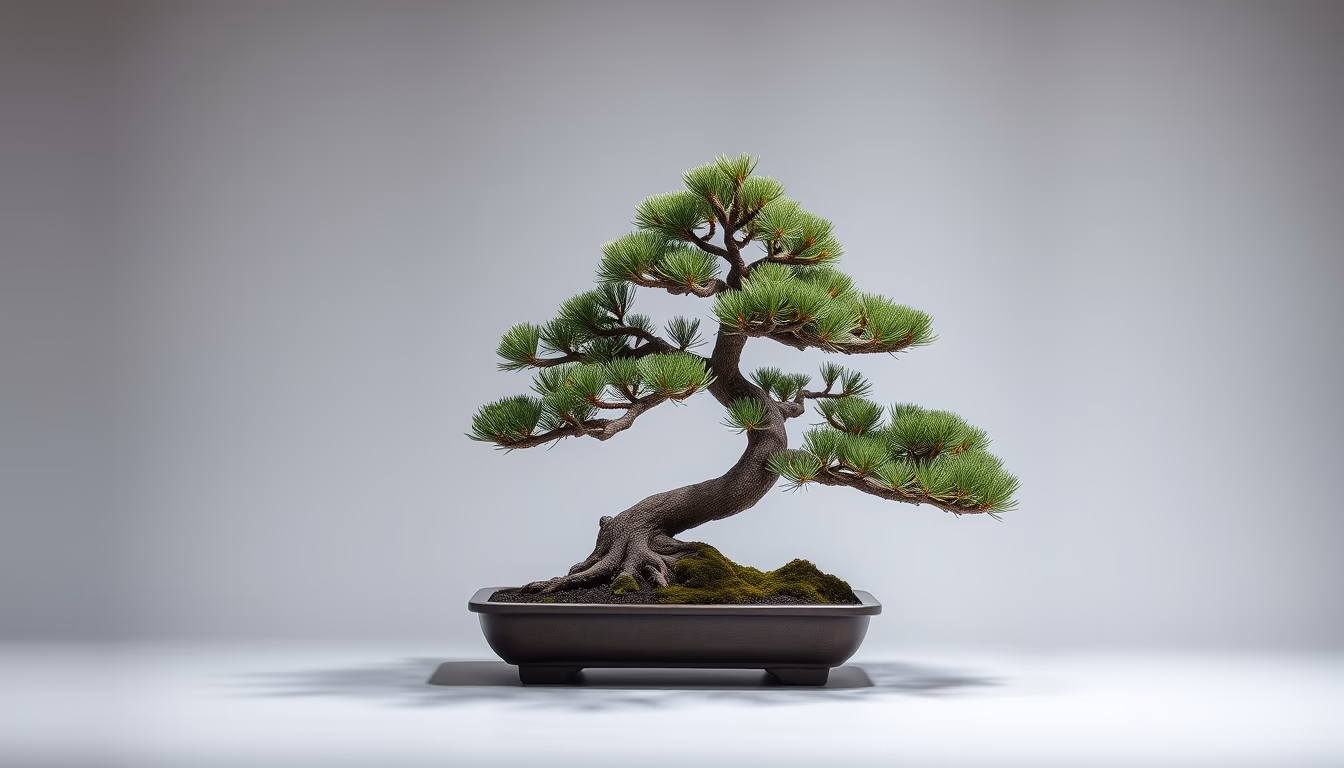 bonsai pine ancient in editorial style