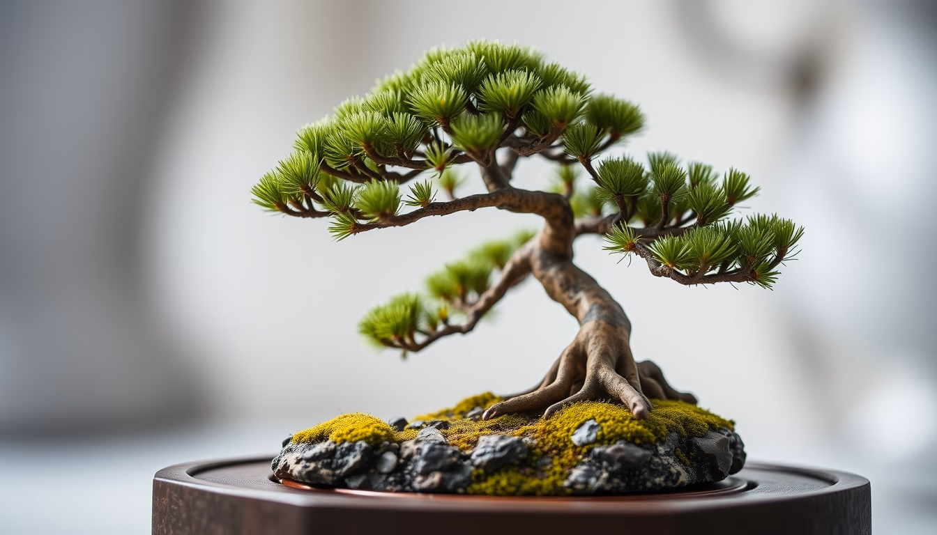 bonsai pine ancient in editorial style