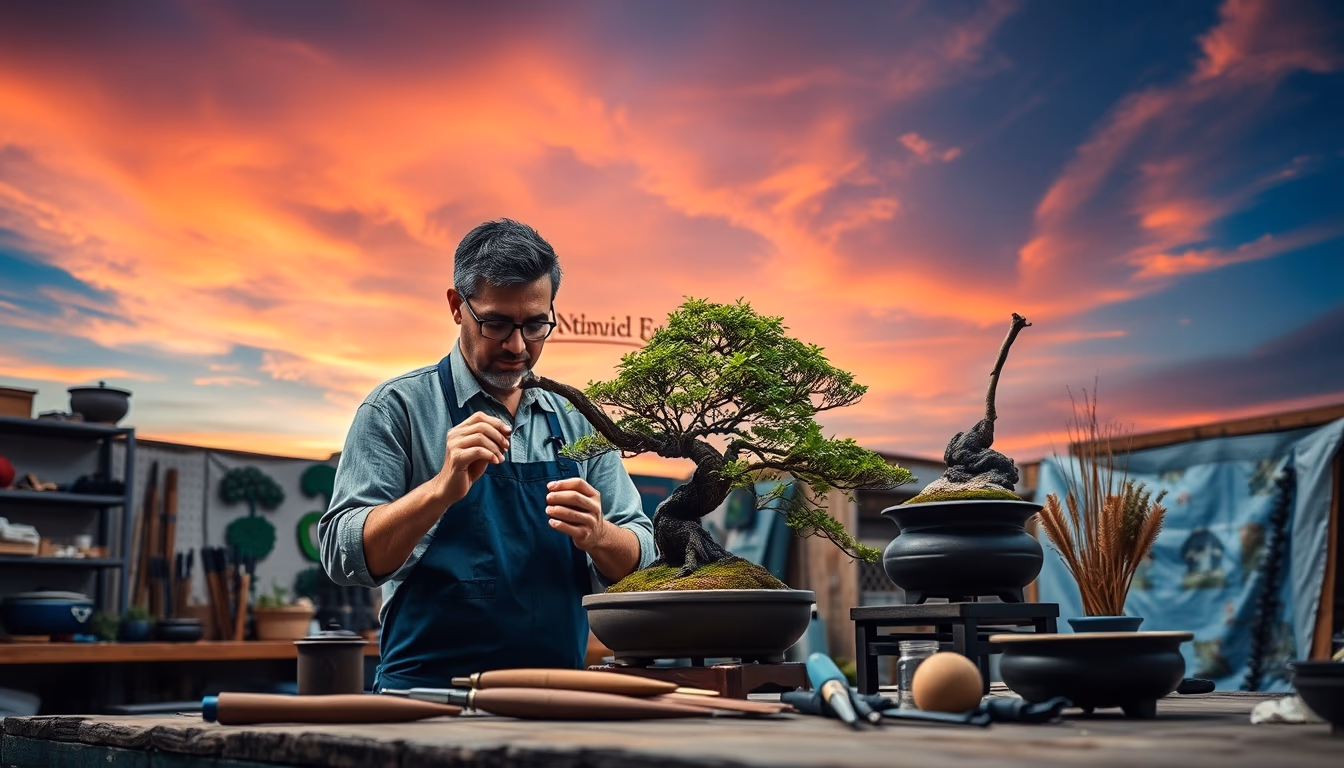 bonsai tools workshop in editorial style