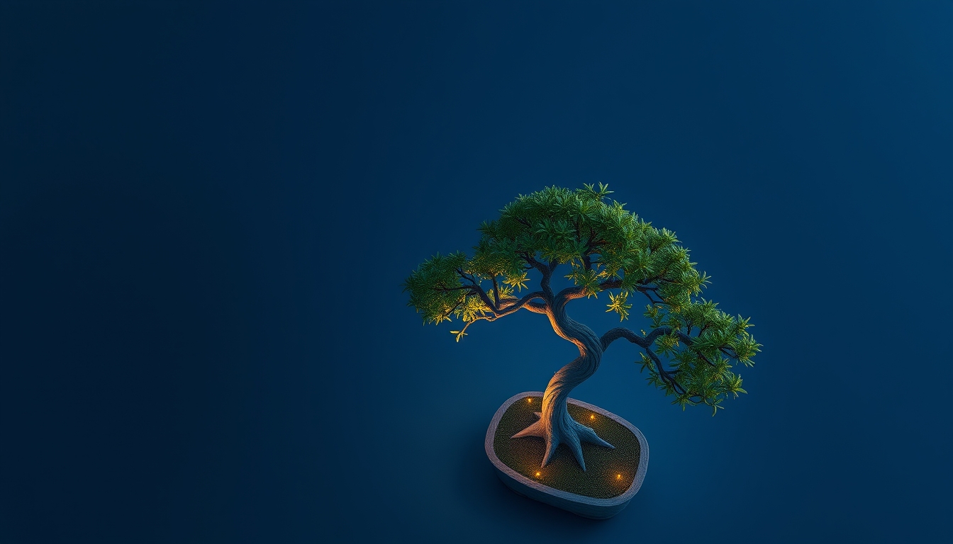 bonsai tree minimalist in editorial style