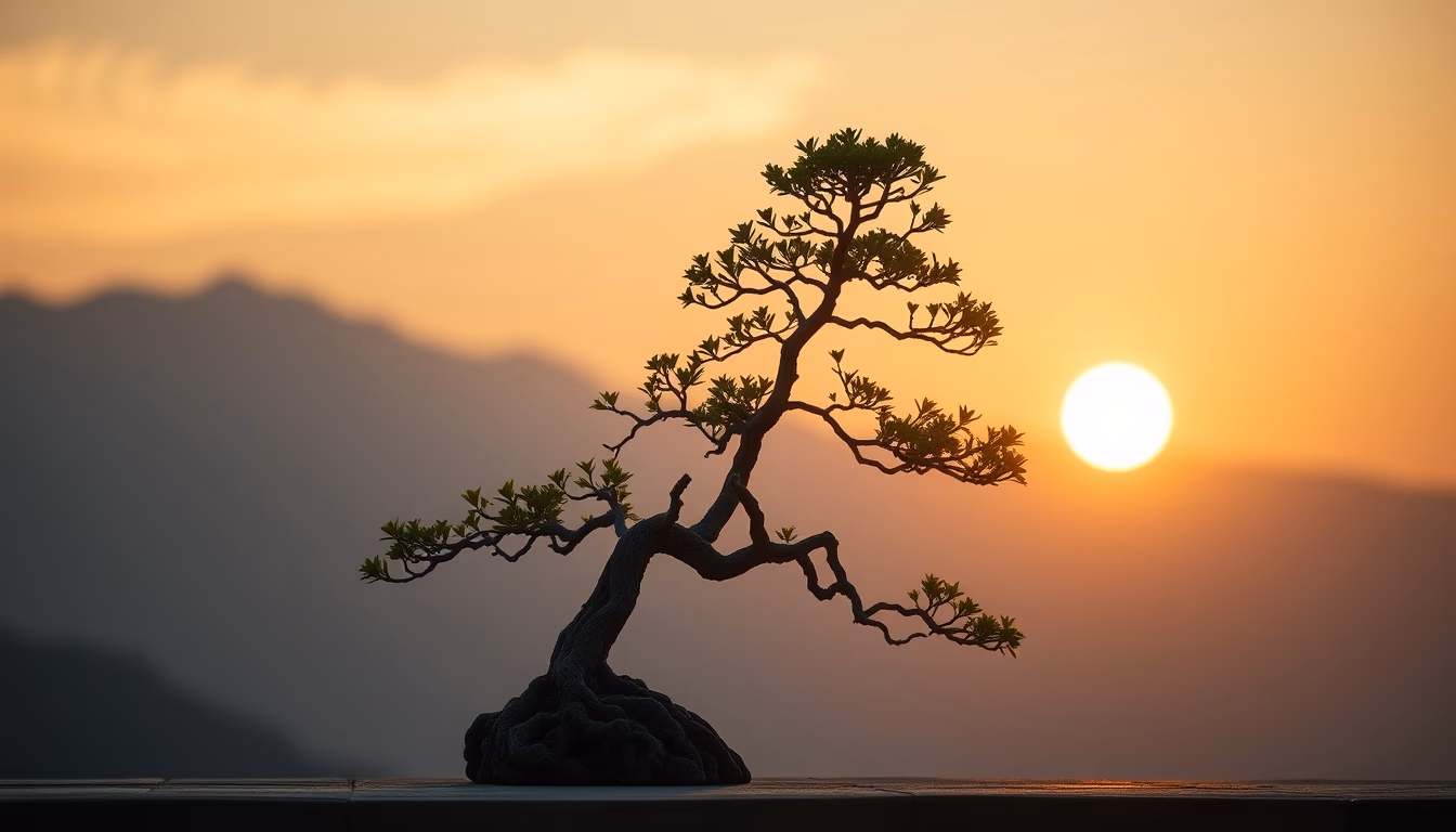 Bonsai tree minimalist em estilo editorial