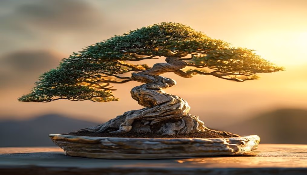 bonsai tree minimalist in editorial style