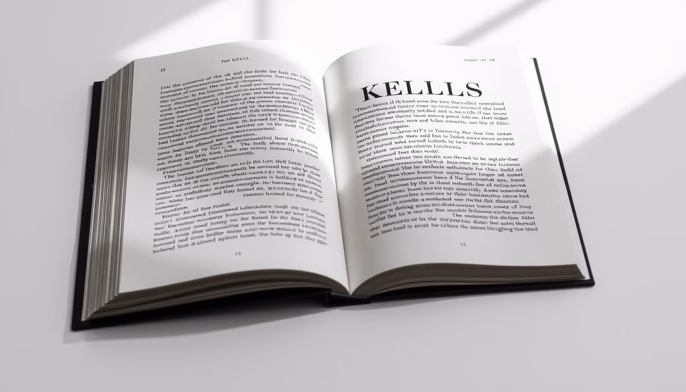 book of kells page in editorial style