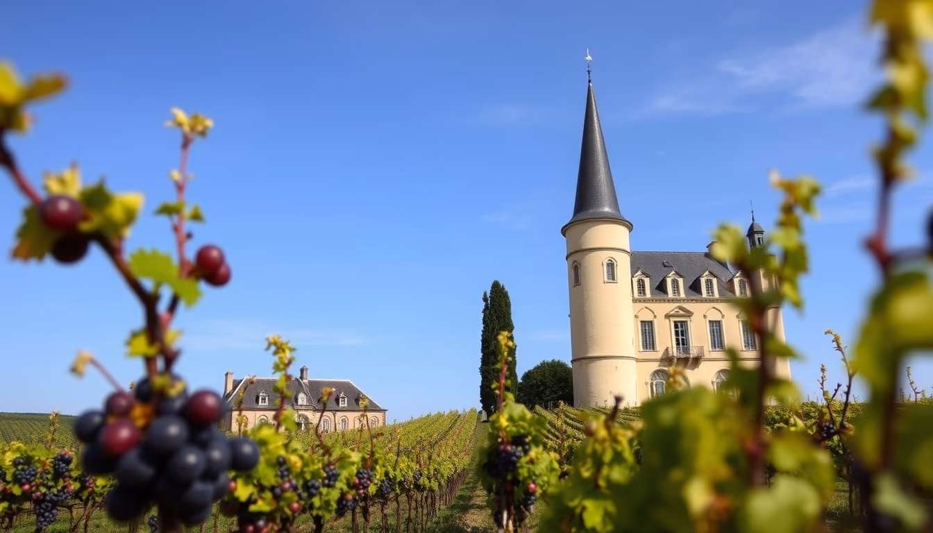 bordeaux chateau vineyards in editorial style
