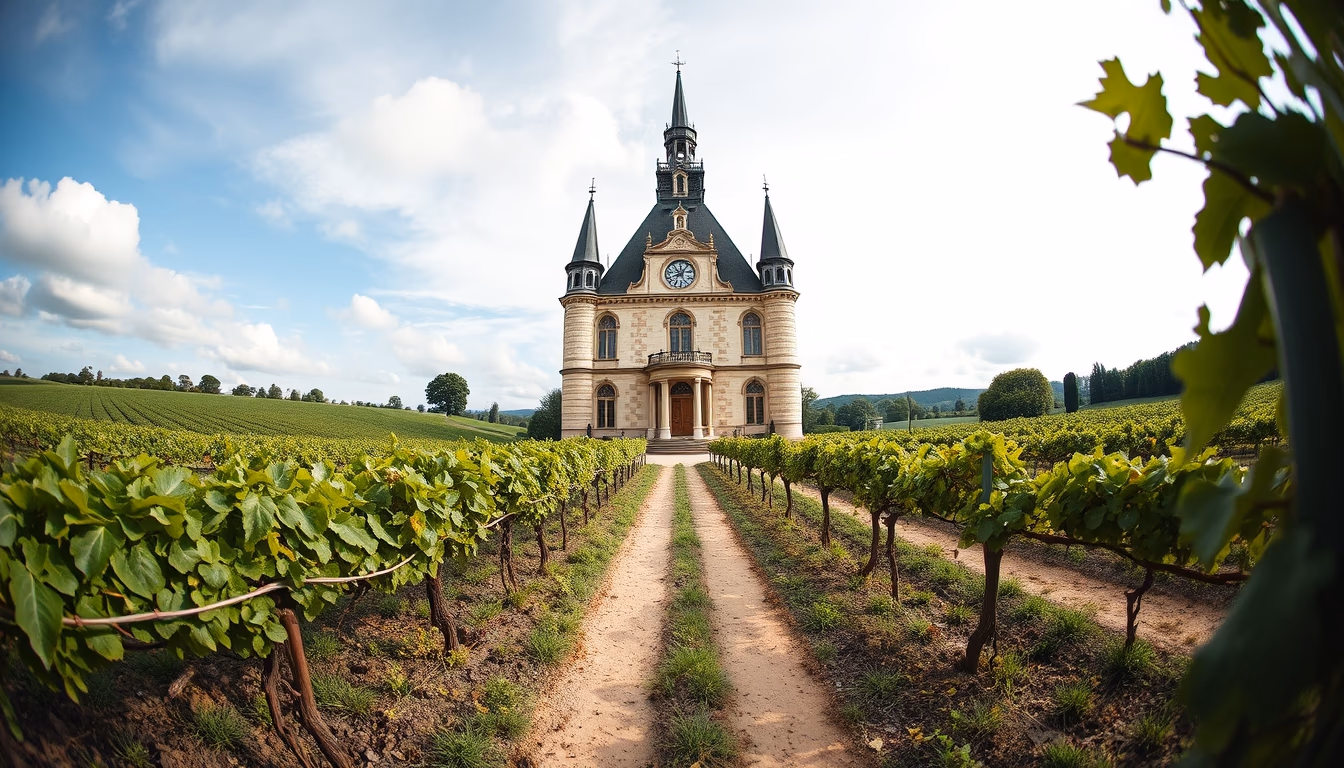 bordeaux chateau vineyards in editorial style