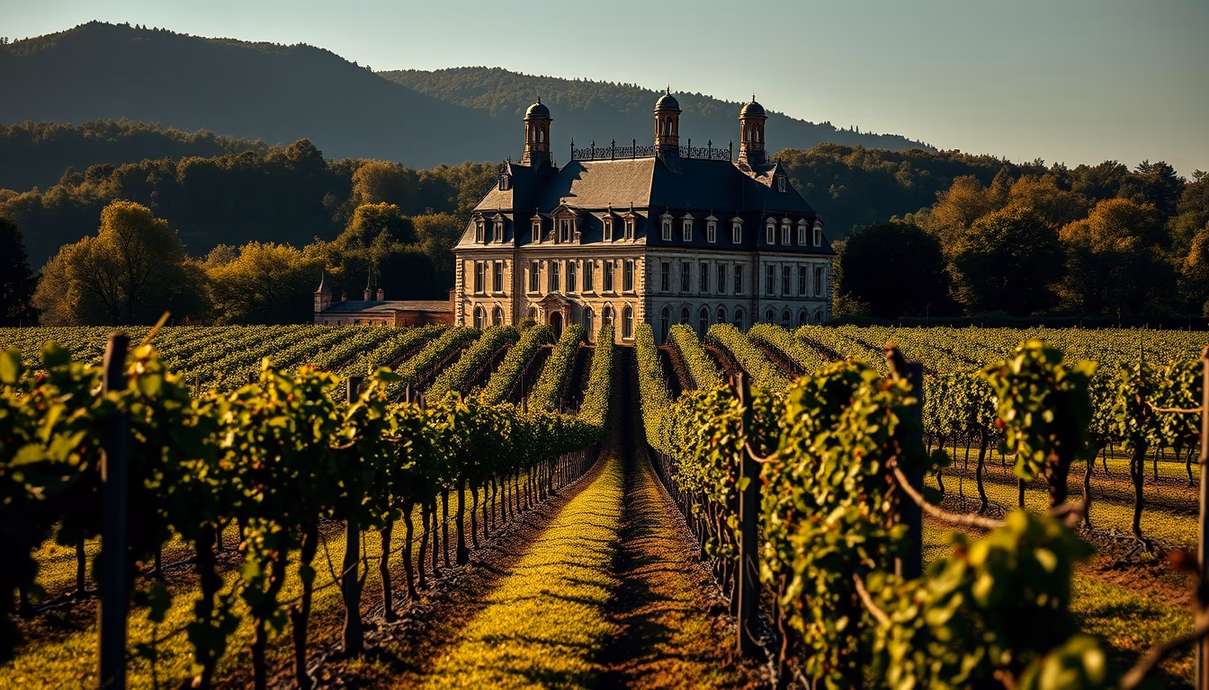 bordeaux chateau vineyards in editorial style