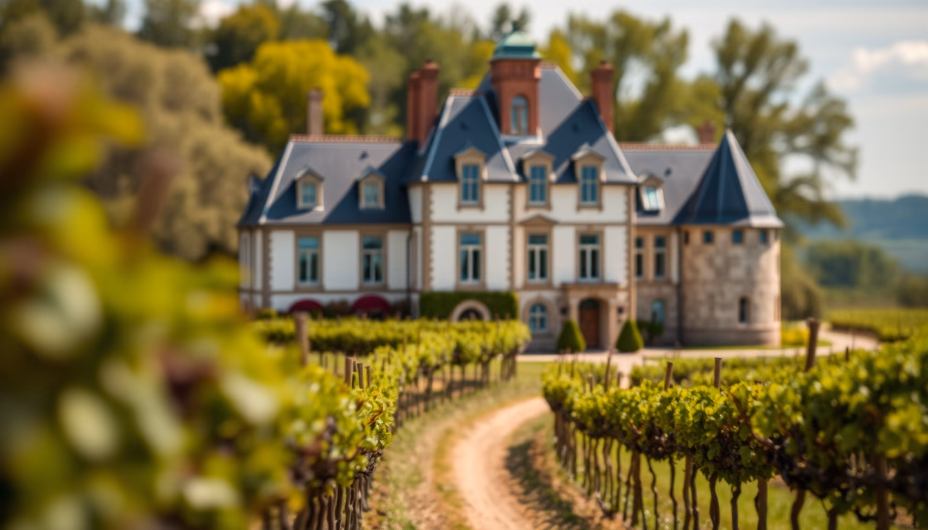 bordeaux chateau vineyards in editorial style