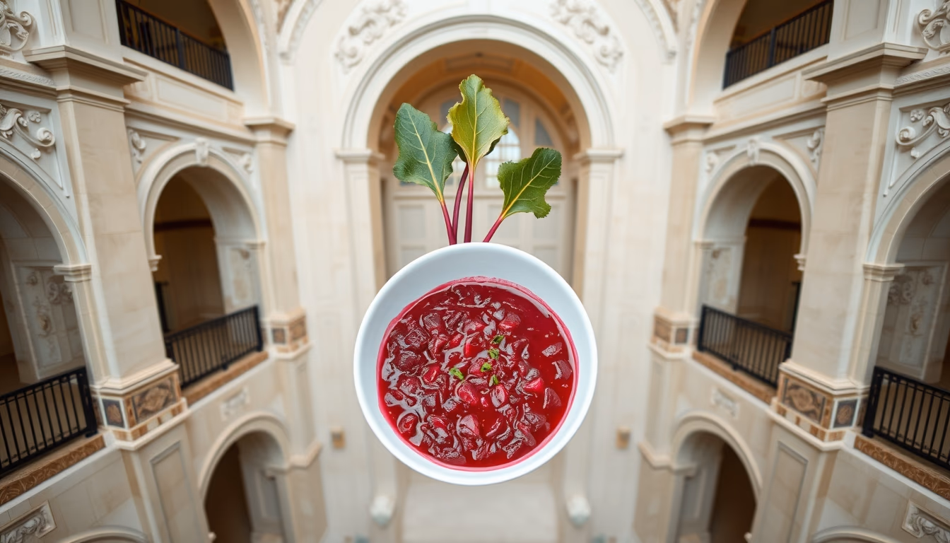 borscht russian beet in editorial style
