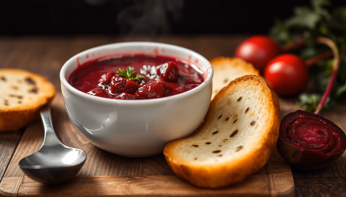 borscht russian beet in editorial style