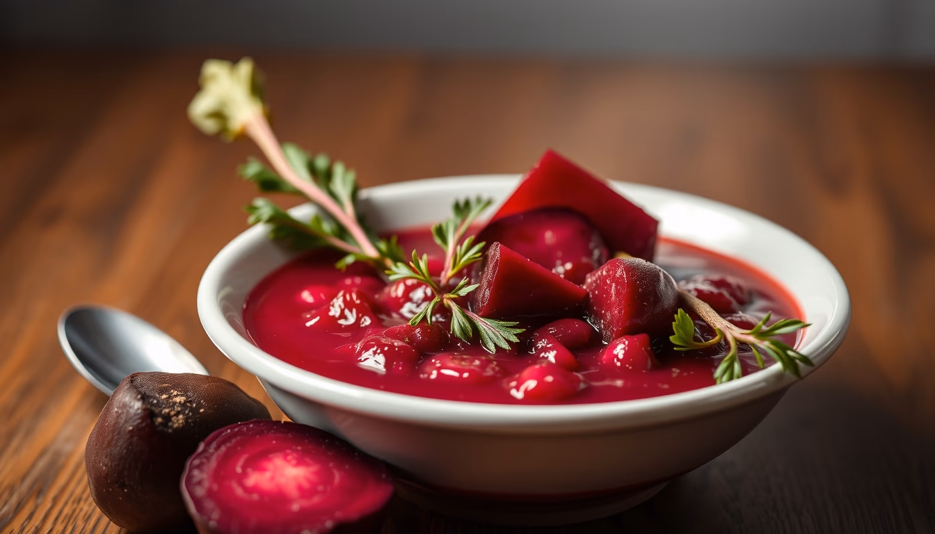 borscht russian beet in editorial style