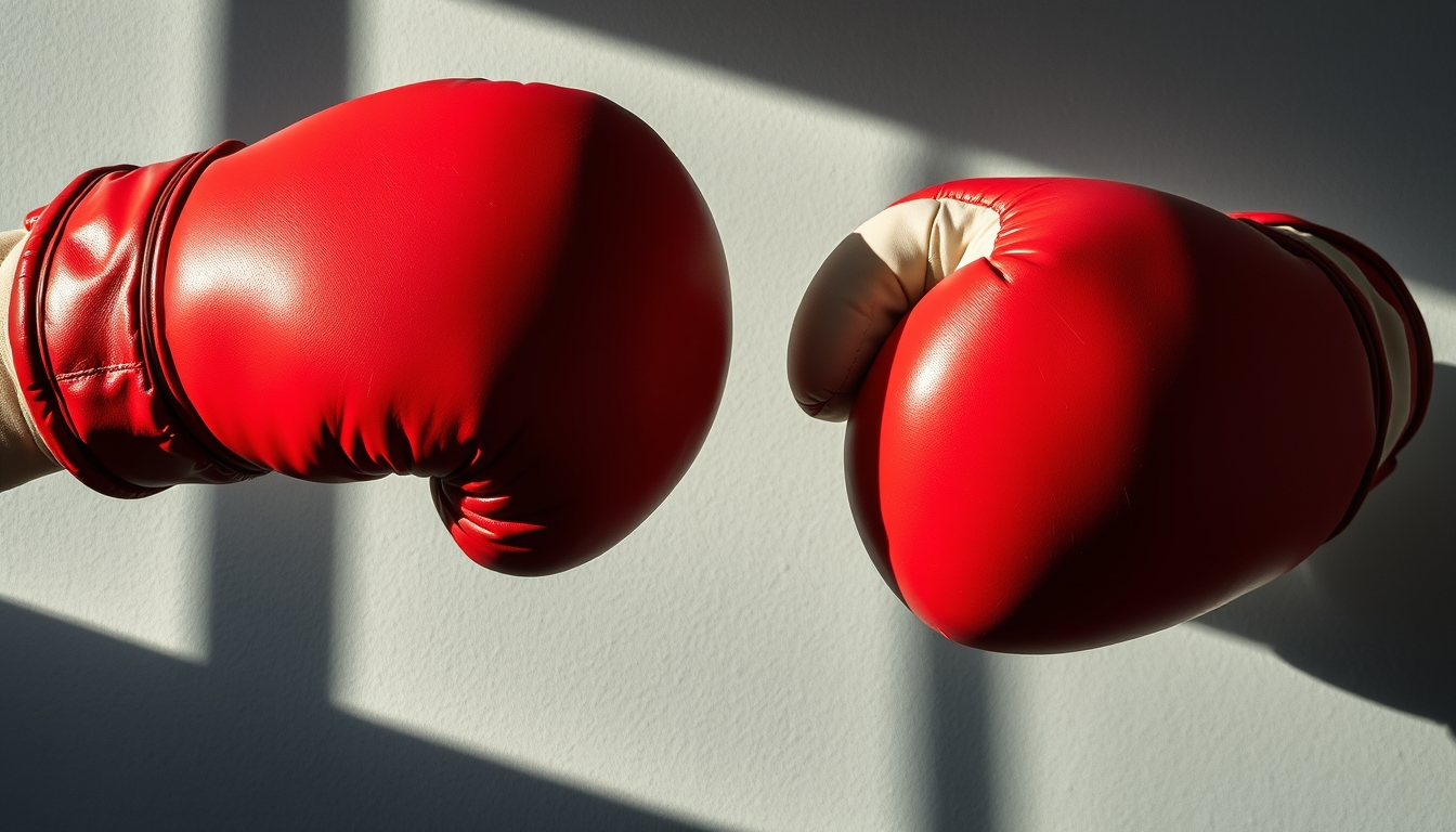 boxing gloves on canvas in editorial style