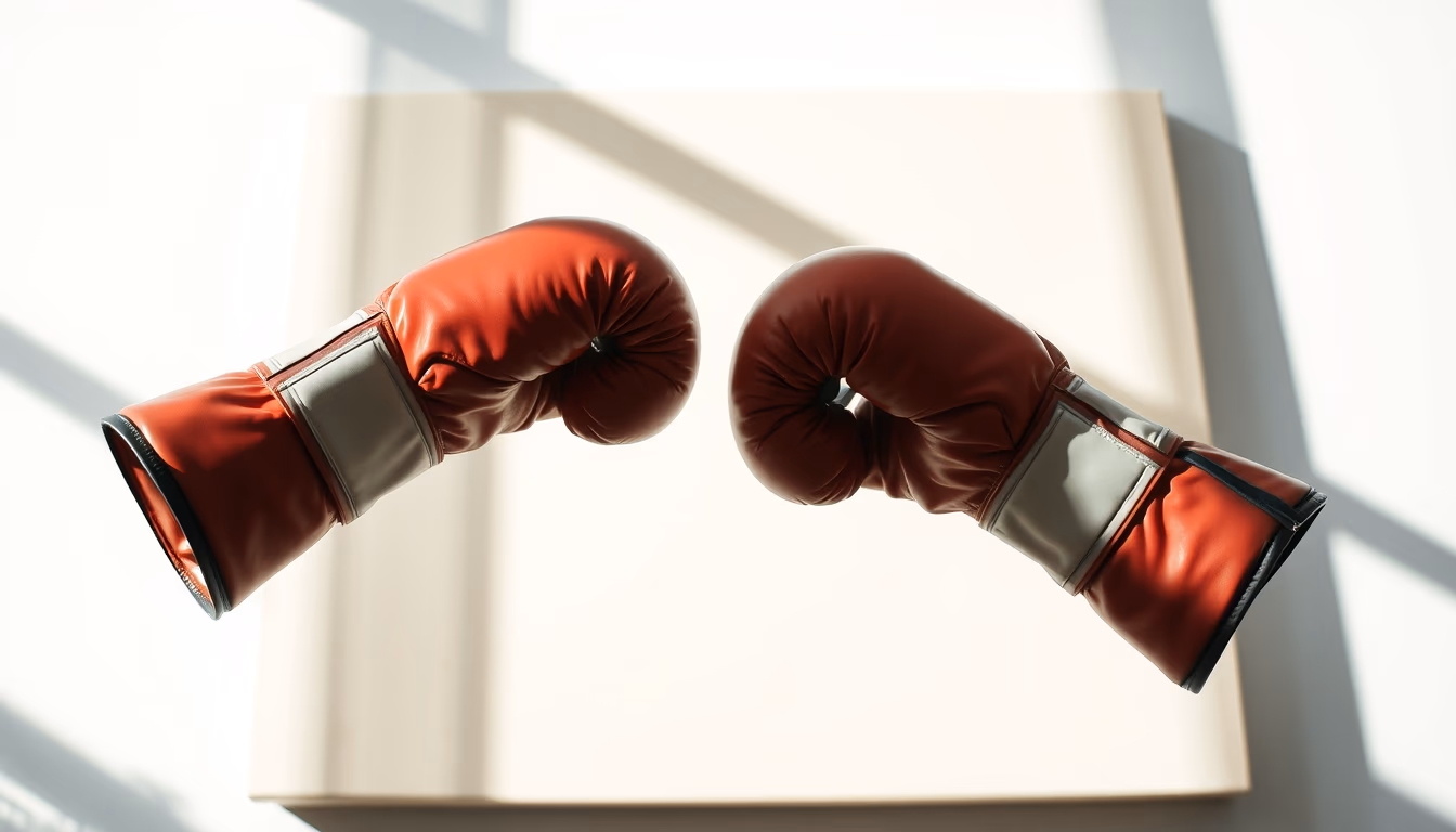 boxing gloves on canvas in editorial style