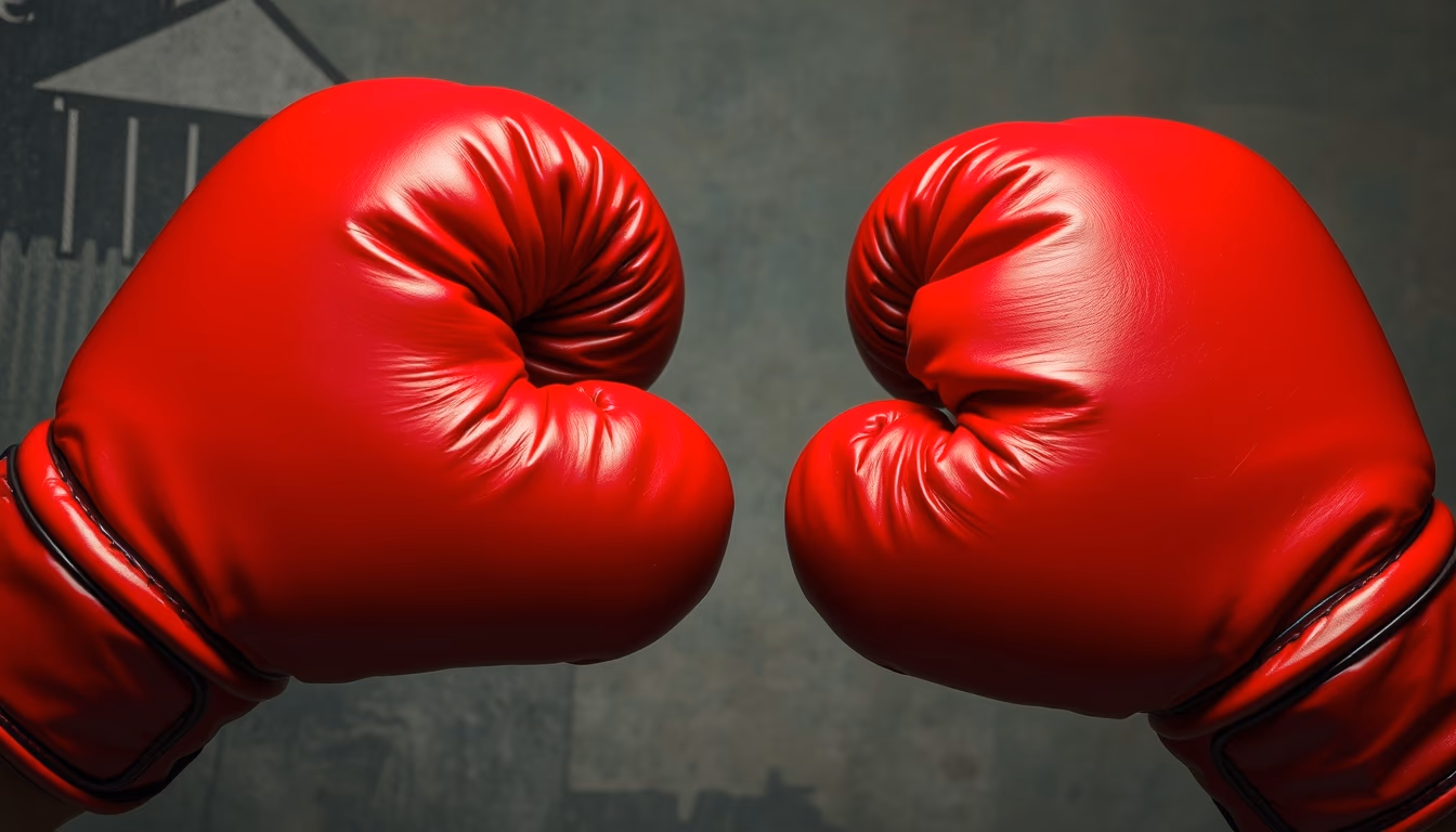 boxing gloves on canvas in editorial style