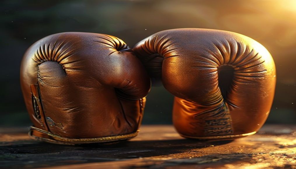 Boxing gloves on canvas em estilo editorial