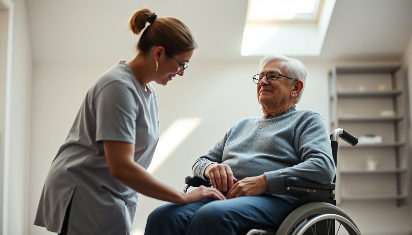BPC beneficiary with caregiver in a wheelchair em estilo editorial