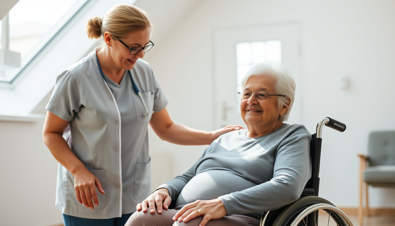 BPC beneficiary with caregiver in a wheelchair em estilo editorial