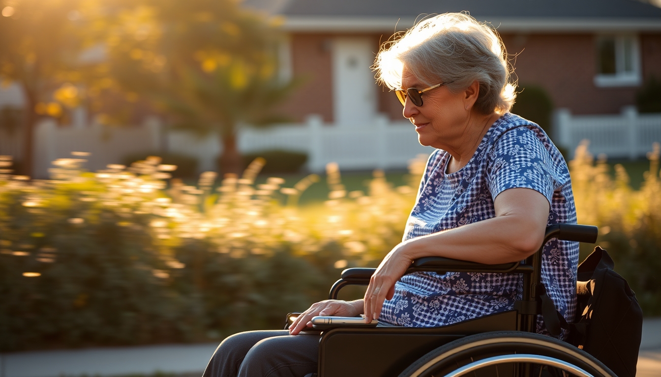 BPC beneficiary with caregiver in a wheelchair em estilo editorial