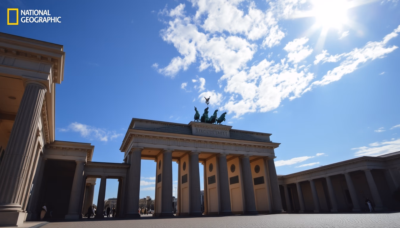 brandenburg gate berlin in editorial style