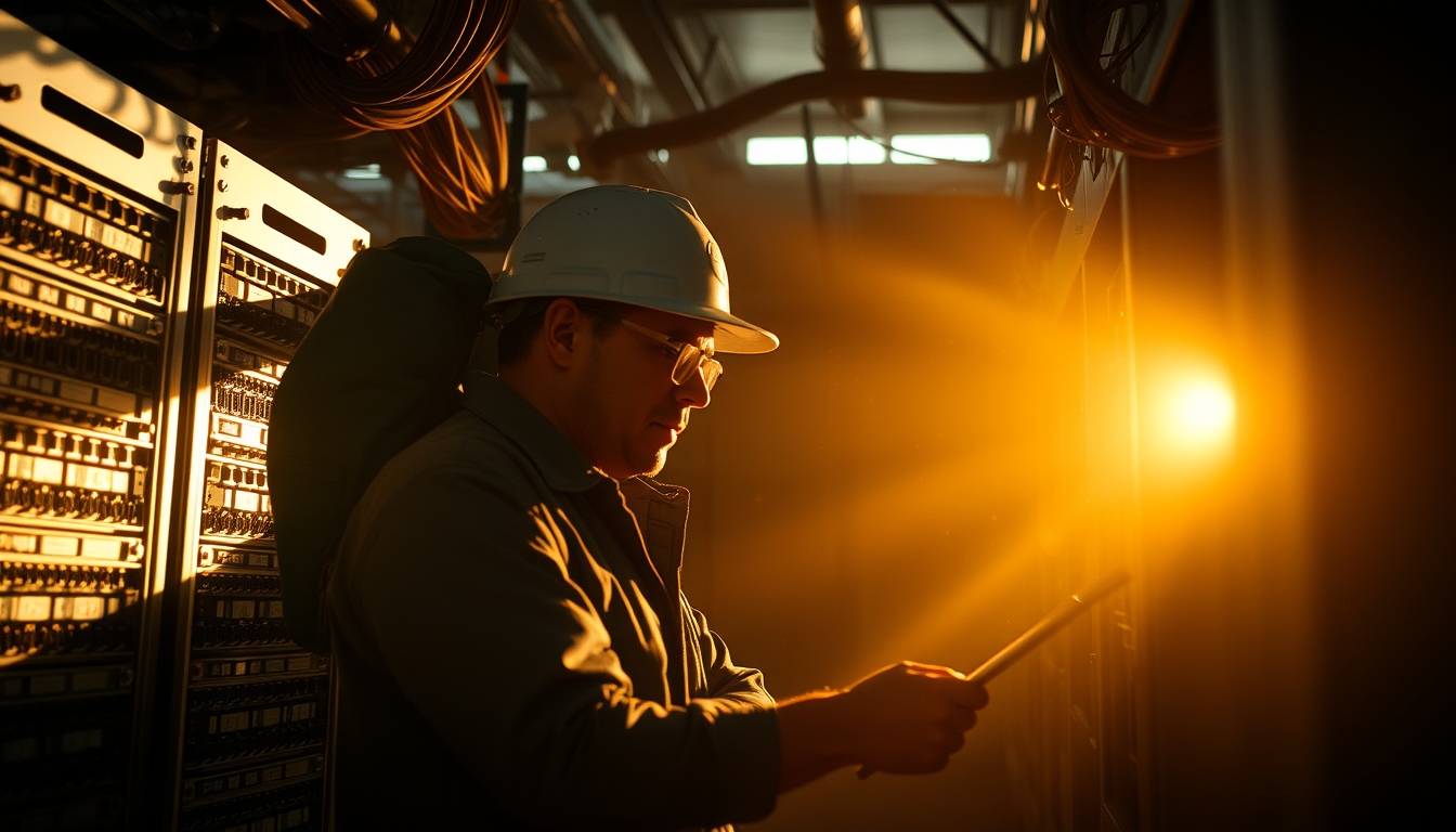 Brazilian Bitcoin miner inspecting industrial mining rigs em estilo editorial