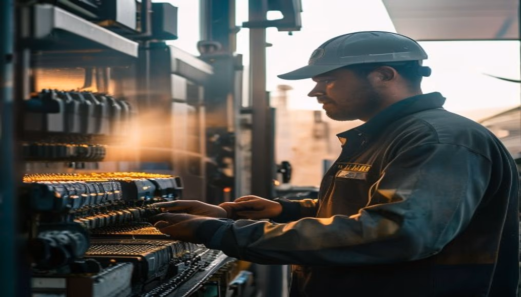 Brazilian Bitcoin miner inspecting industrial mining rigs em estilo editorial