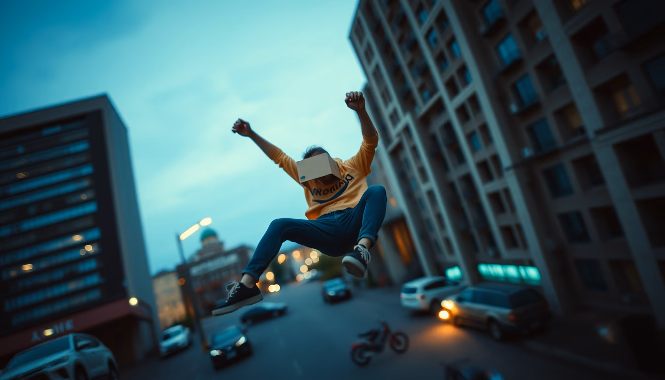 breakdance cardboard urban in editorial style