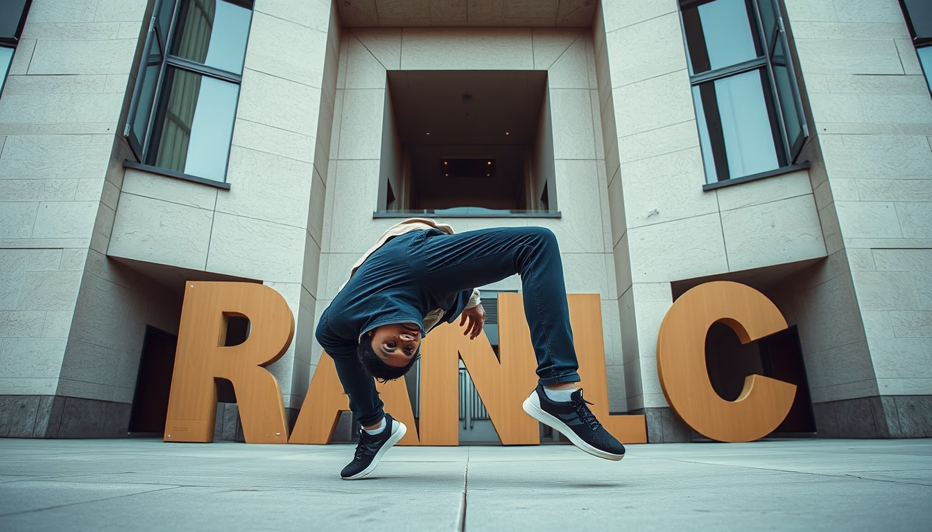 breakdance cardboard urban in editorial style