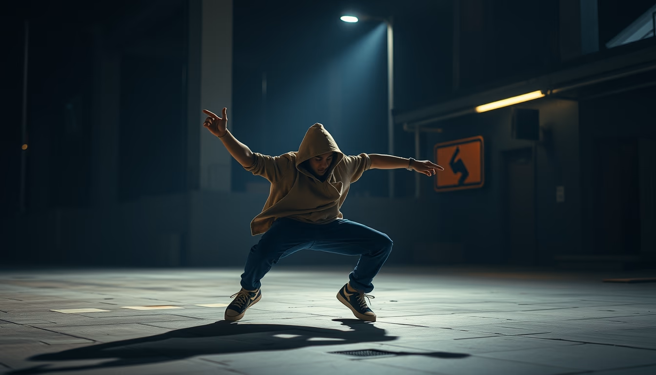breakdance cardboard urban in editorial style