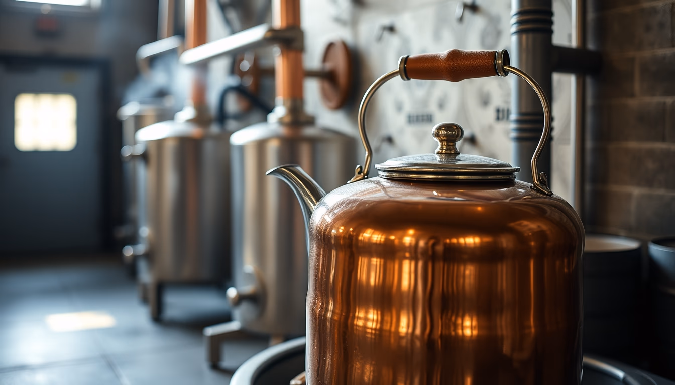 brewery copper kettle in editorial style