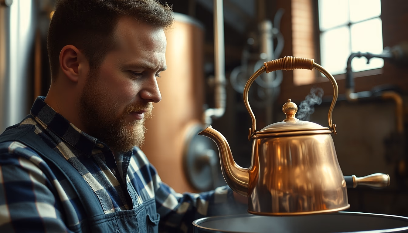 brewery copper kettle in editorial style