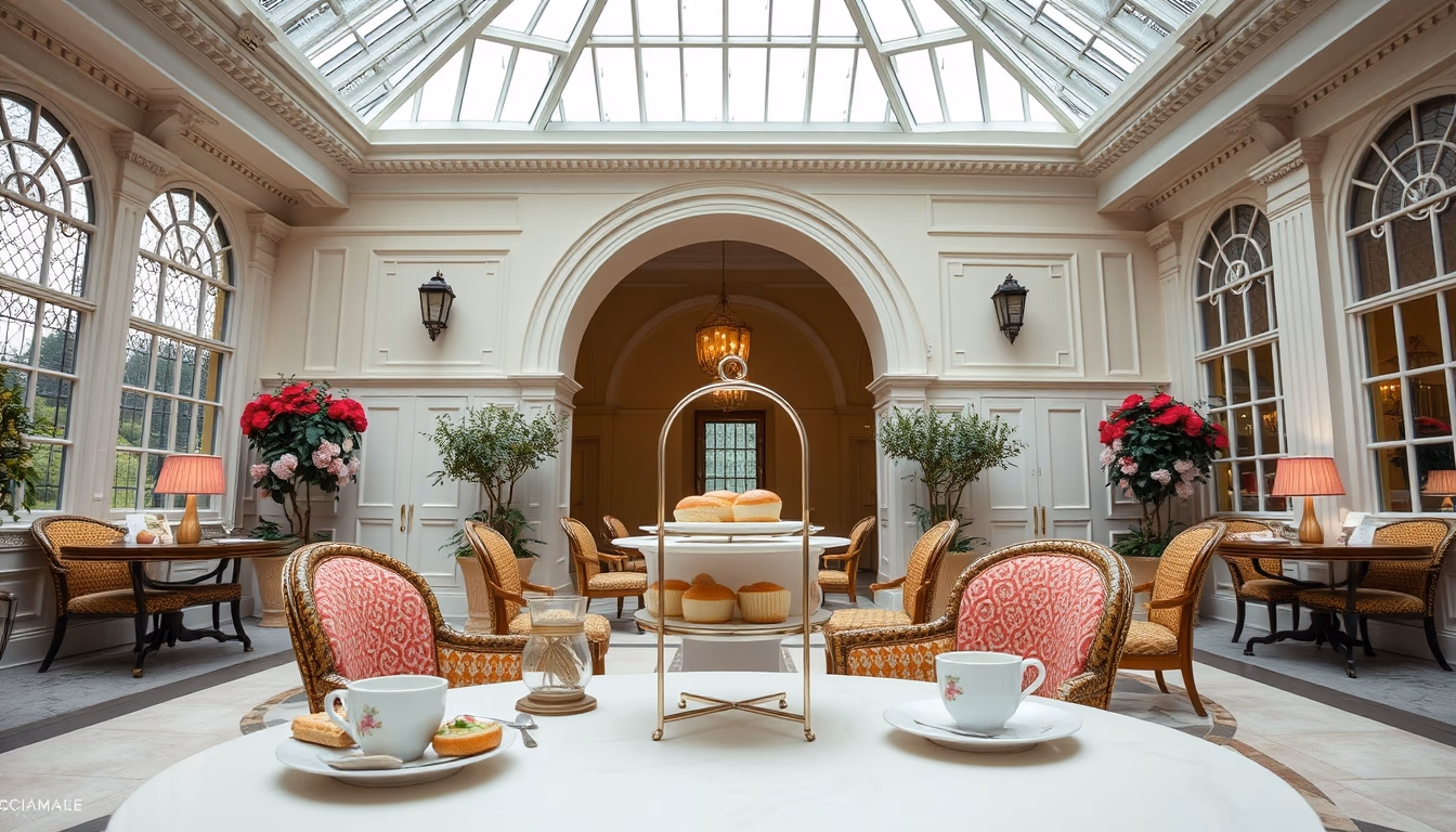 british afternoon tea in editorial style