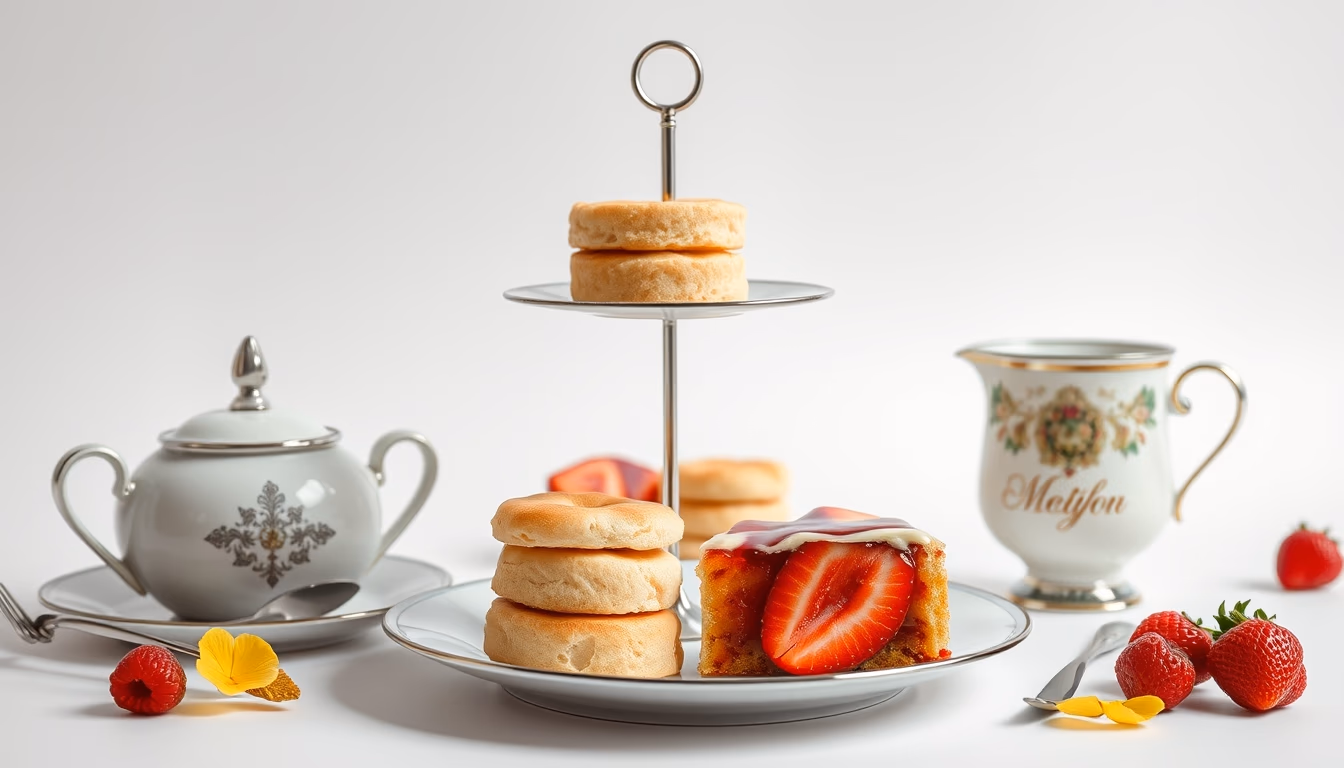 british afternoon tea in editorial style
