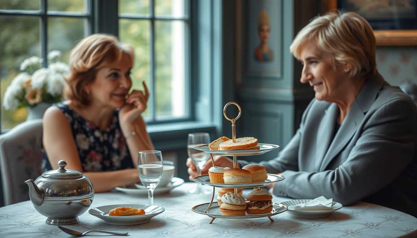 british afternoon tea in editorial style