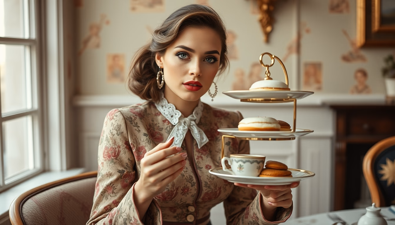 british afternoon tea in editorial style