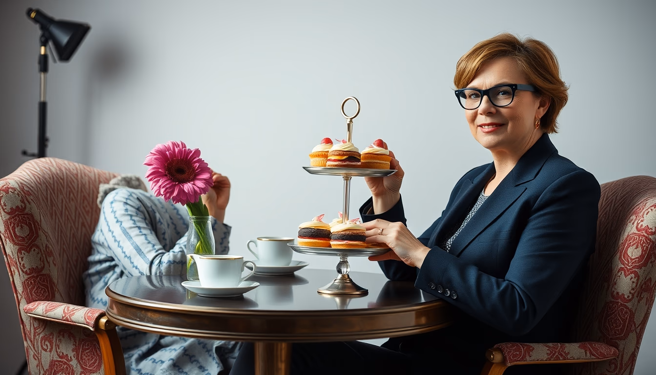 british afternoon tea in editorial style