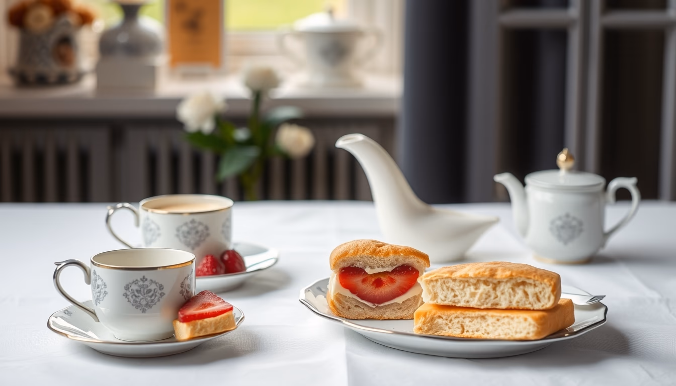 british afternoon tea in editorial style