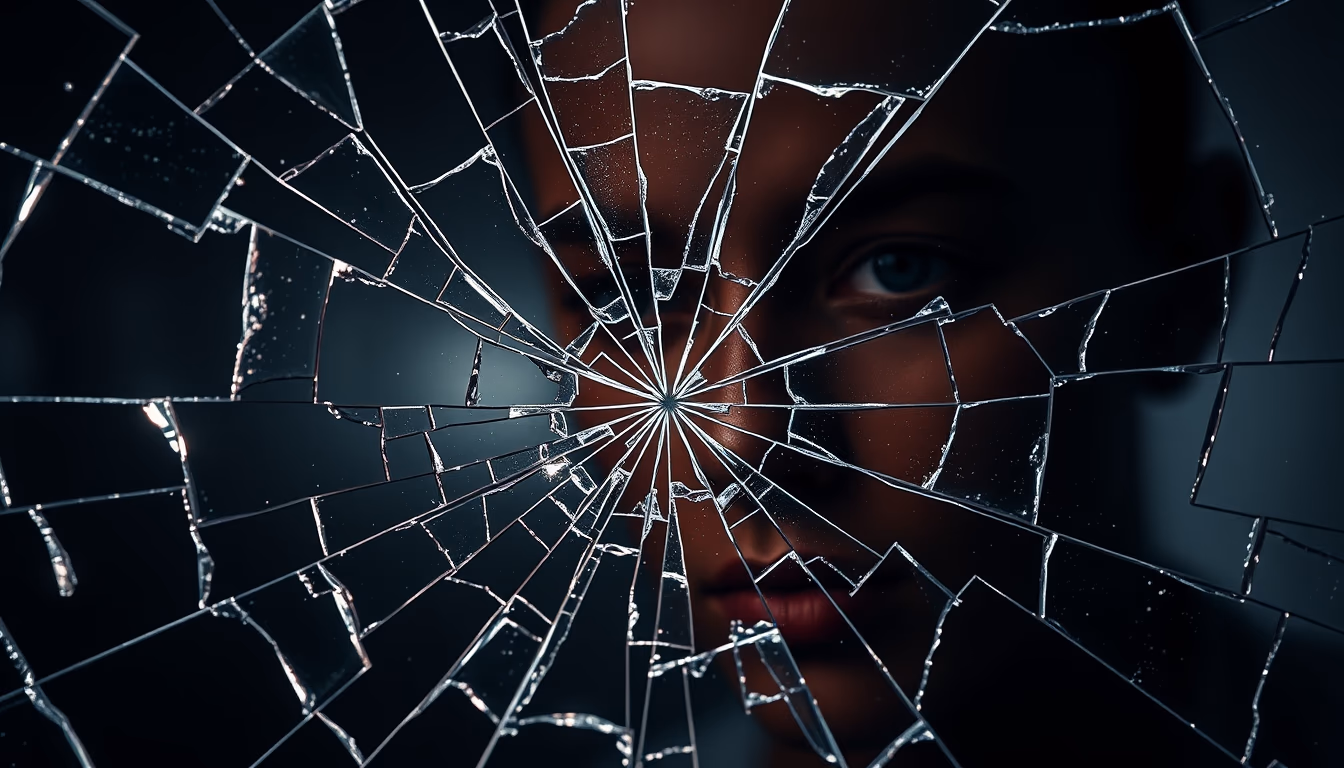 broken glass pattern in editorial style