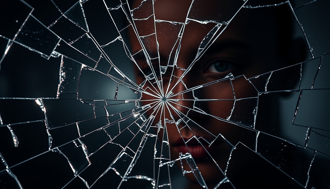 broken glass pattern in editorial style