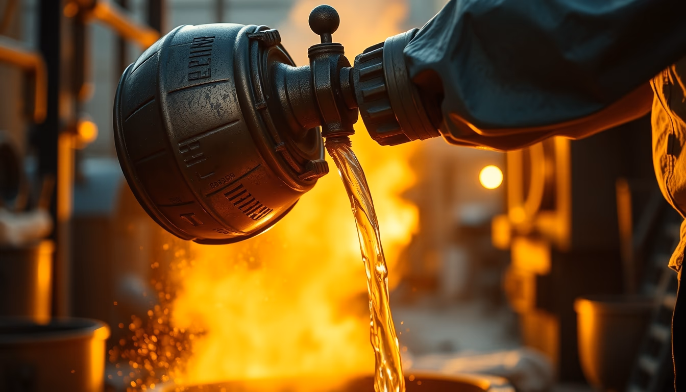 bronze foundry pour in editorial style