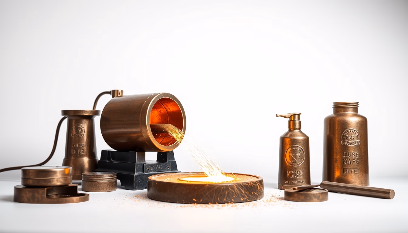 bronze foundry pour in editorial style