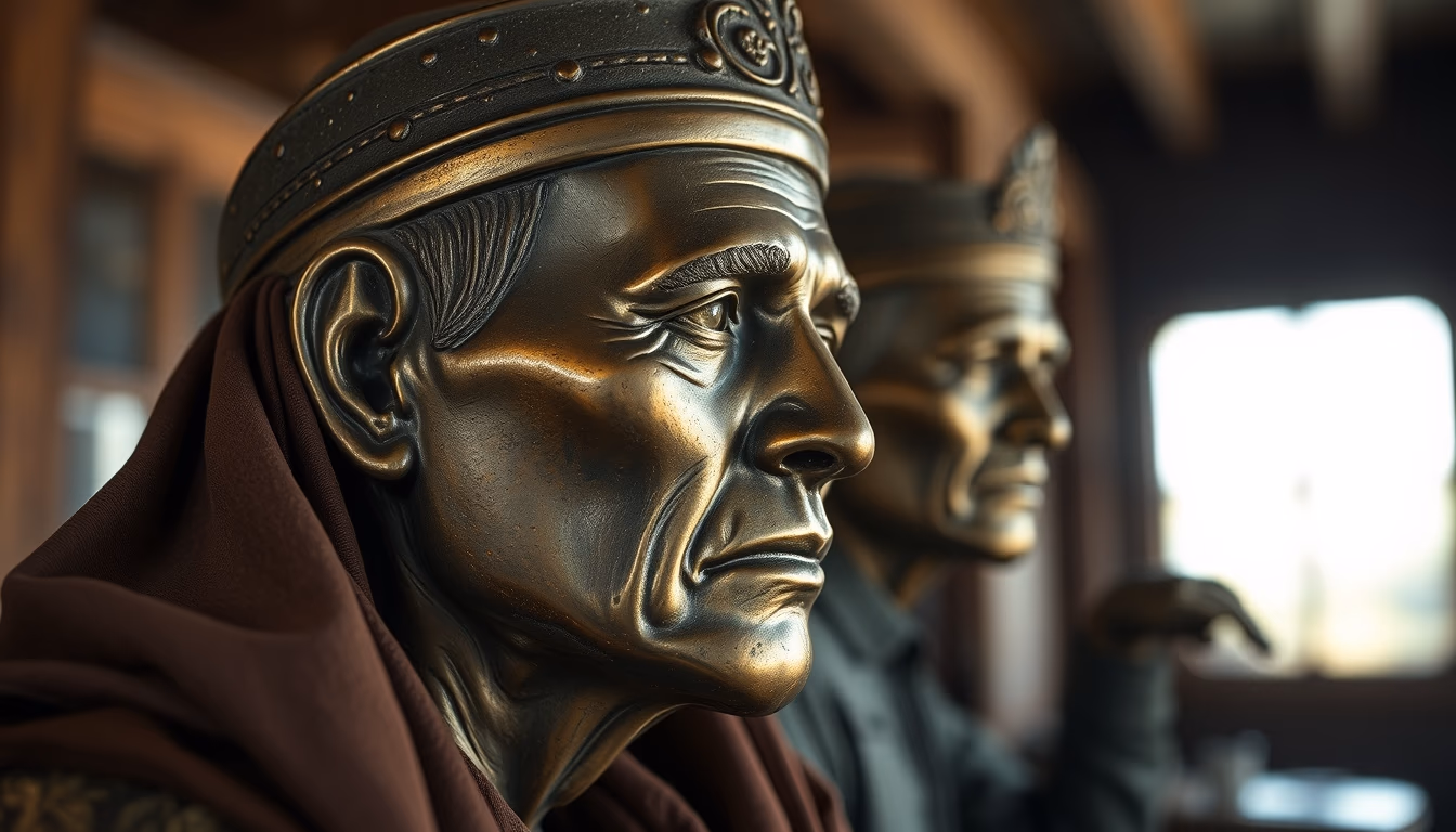 bronze patina aged in editorial style