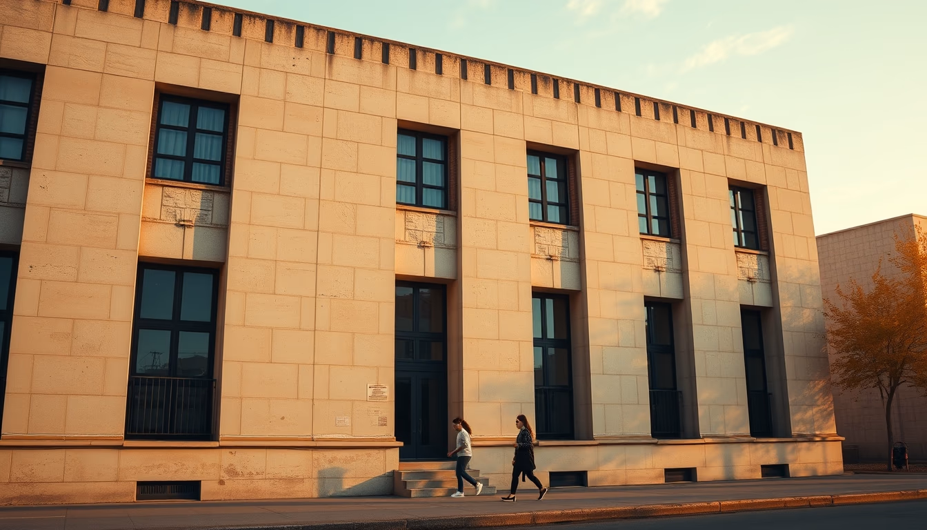 brutalist concrete facade in editorial style