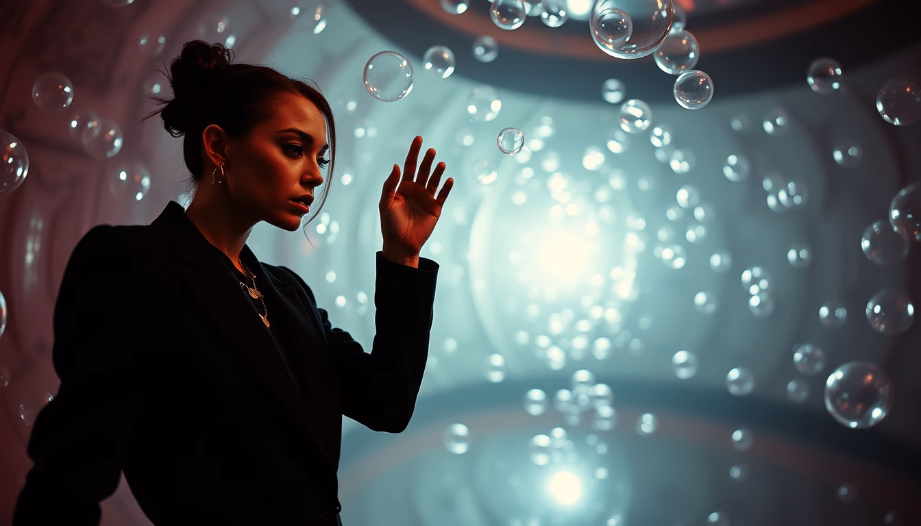 bubble chamber tracks in editorial style