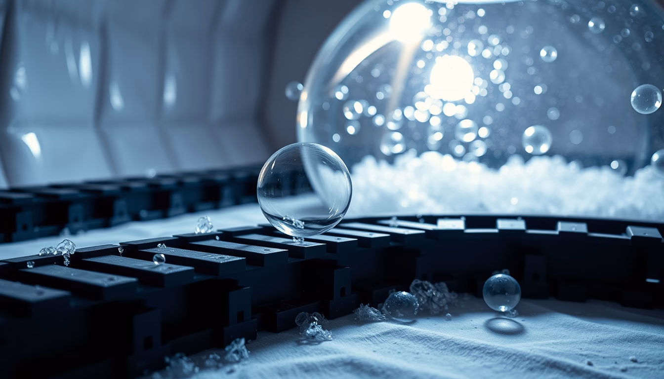 bubble chamber tracks in editorial style