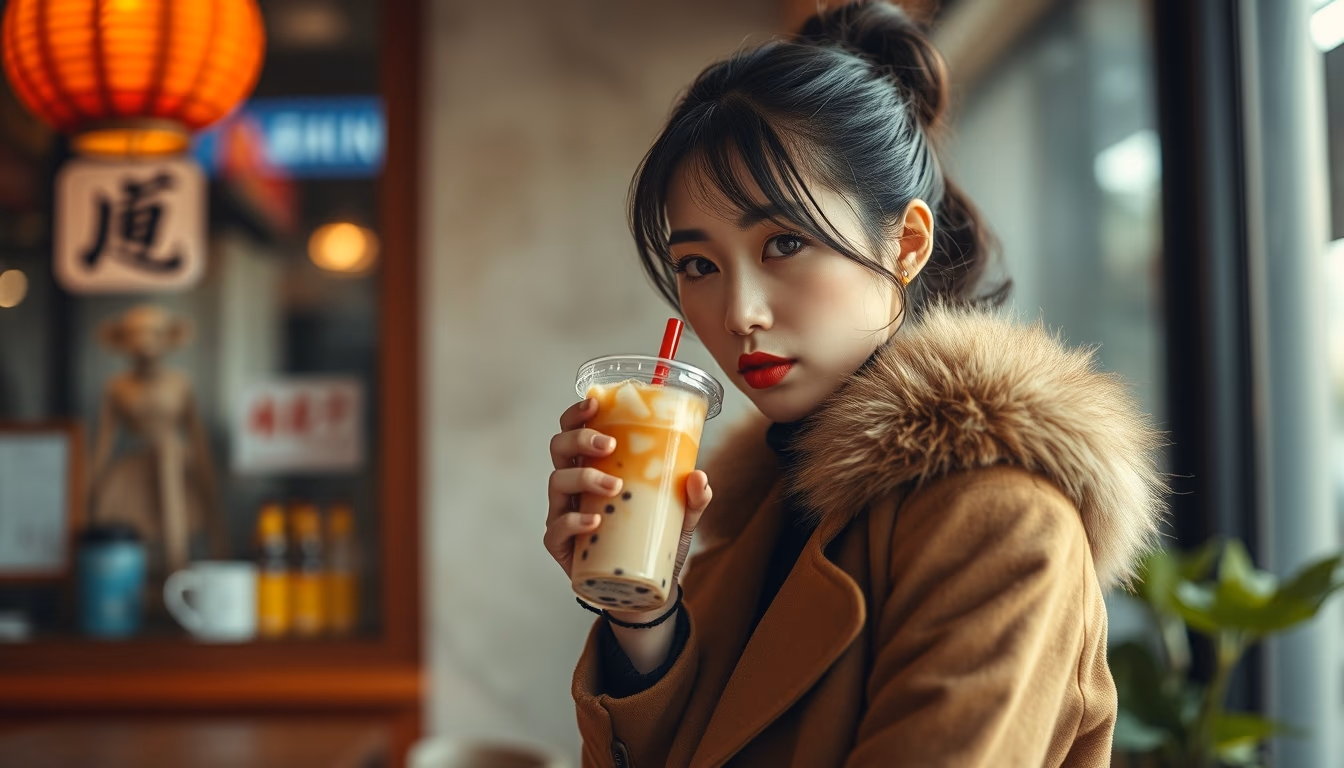 bubble tea taiwan in editorial style