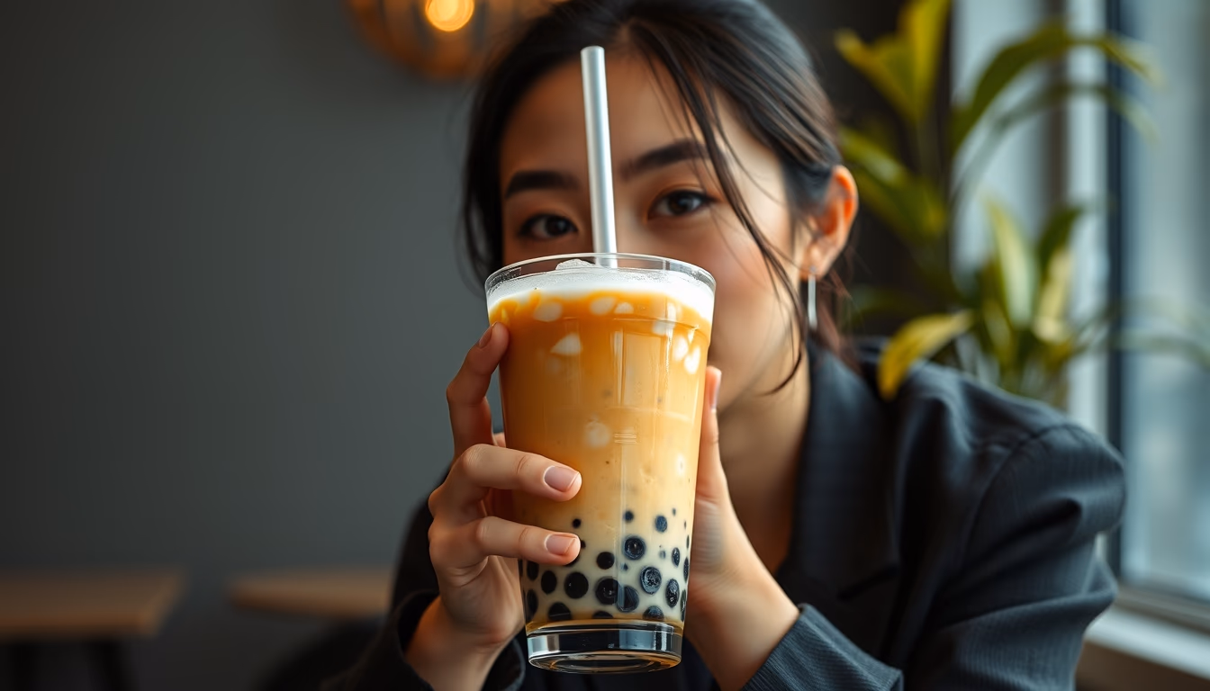 bubble tea taiwan in editorial style